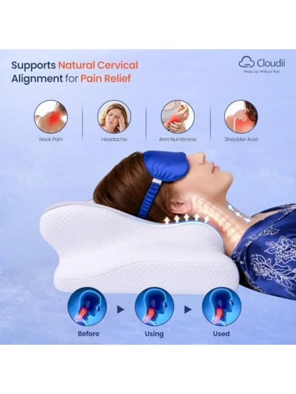 Cervical Neck Pillow for Side Sleepers - Ergonomic Support for Pain Relief